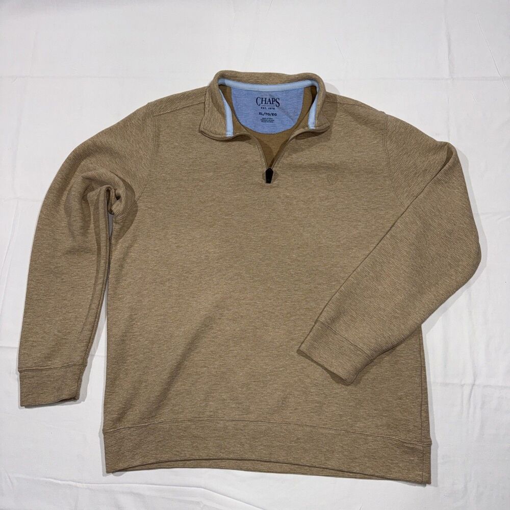 Chaps XL Tan Collared Pullover Mens Long Sleeve Cotton